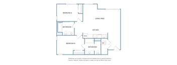 A blueprint of a house layout with labeled rooms.