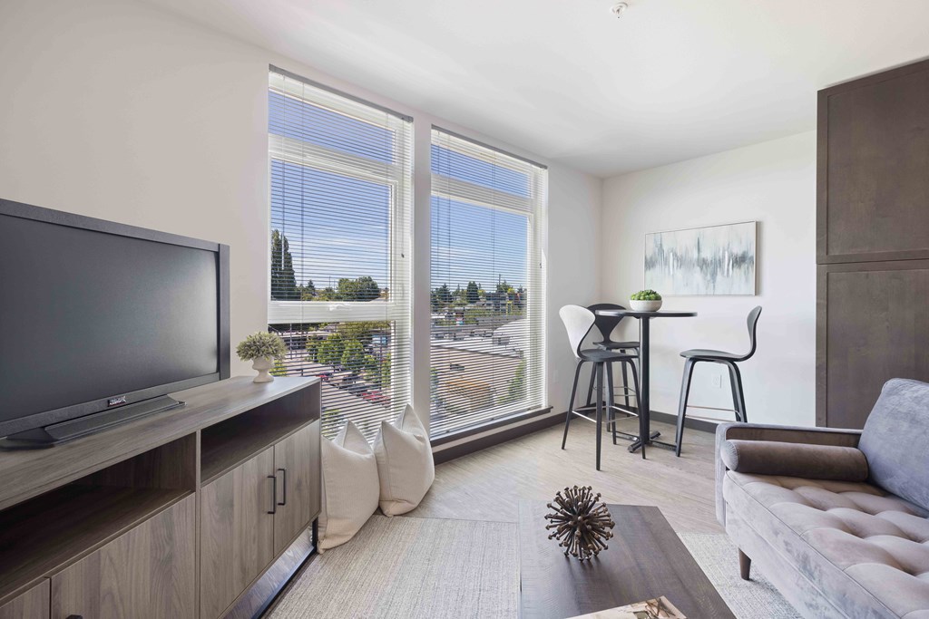 large windows feature window coverings