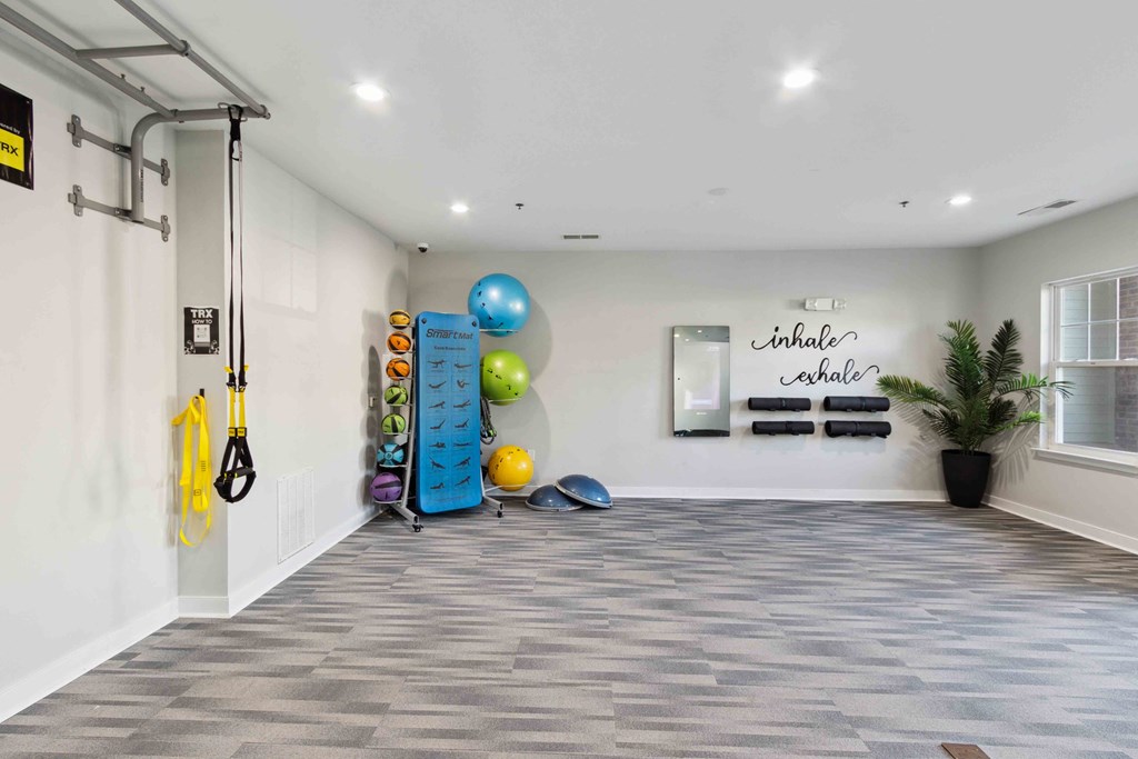 Sage at 1240 apartments in Mount Pleasant South Carolina photo of fitness center yoga area