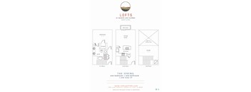 A one bedroom loft floor plan at the Lofts at 7100