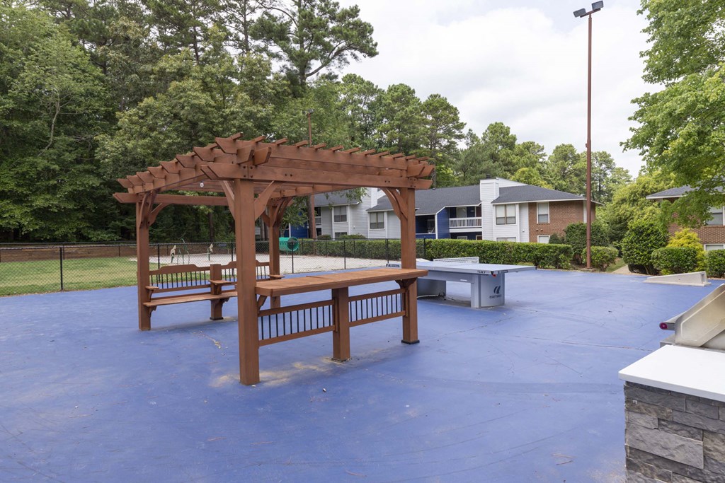 the timbers raleigh nc apartments for rent outdoor picnic and lounge area with arbor trellis and gas grill