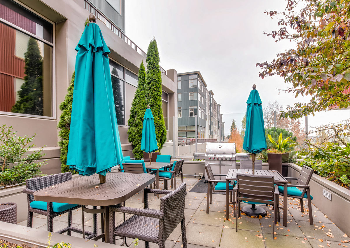 outdoor social area, outside grill area