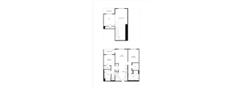 Two black and white floor plans of a house with labeled rooms.