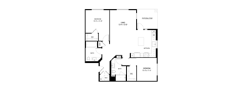 A black and white image of a house floor plan.