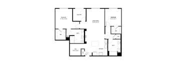A black and white image of a house floor plan.