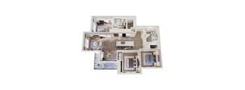 A cutaway diagram of a house showing the interior layout of the rooms.