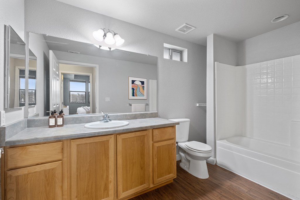 a bathroom with a sink toilet and a shower