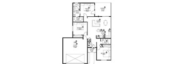A black and white floor plan of a house with labeled rooms.