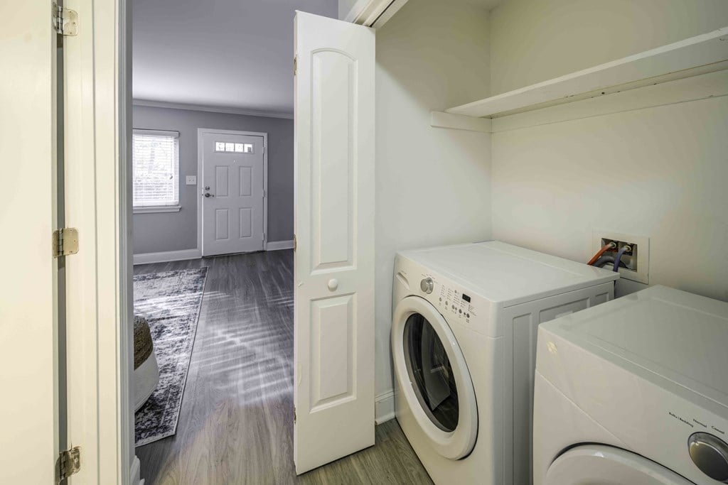 The Trails of North Hills apartments in Raleigh, NC photo of washer & dryer in unit.