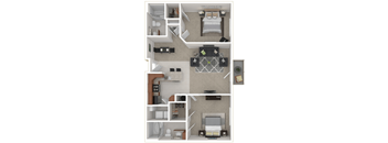 a 3d drawing of the floor plan of a studio apartment