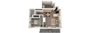a 1 bedroom floor plan of a 2100 sqft apartment