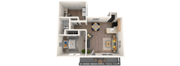 a 1 bedroom floor plan of a 2100 sq ft apartment