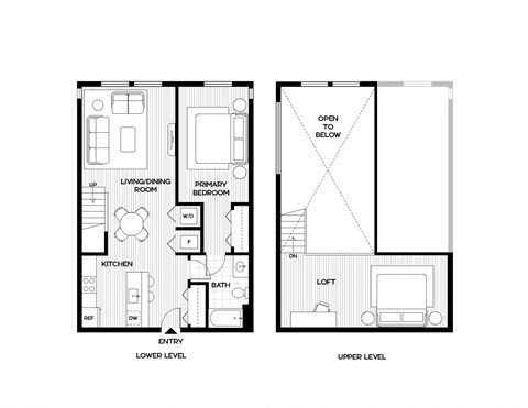 two floor plan layouts of a house with different floors