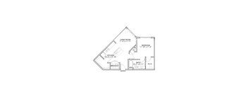 a floor plan of a small house with a bedroom and a living room