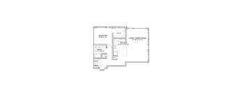 a floor plan of a small house with a bedroom and a living room