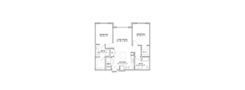 Two bedroom two bathroom floor plan
