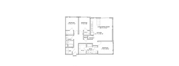 a floor plan of a house with two bedrooms and a living room and a kitchen
