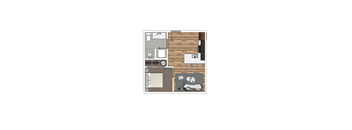 this is a floor plan of our 1 bedroom apartment at university gardens in tempe, az