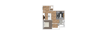a floor plan of a house with a wooden floor