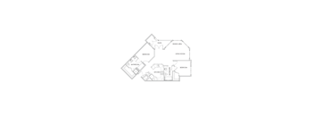 A floor plan of a house with a living room, dining area, kitchen, and four bedrooms.