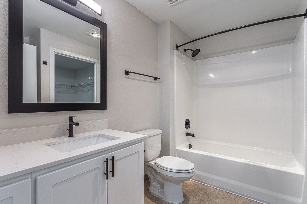 a bathroom with a sink toilet and bathtub