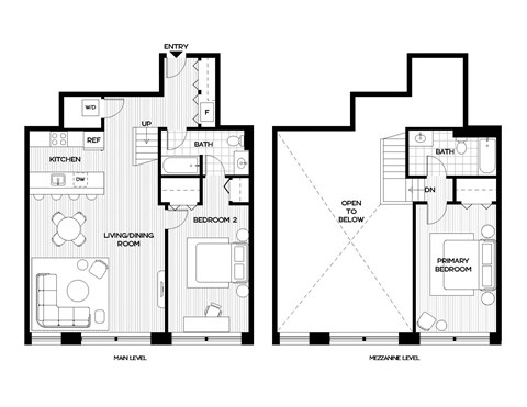 floor plan of the first and second floors of the apartment