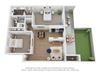 2 Bedroom 1 Bath Renovated Floor Plan