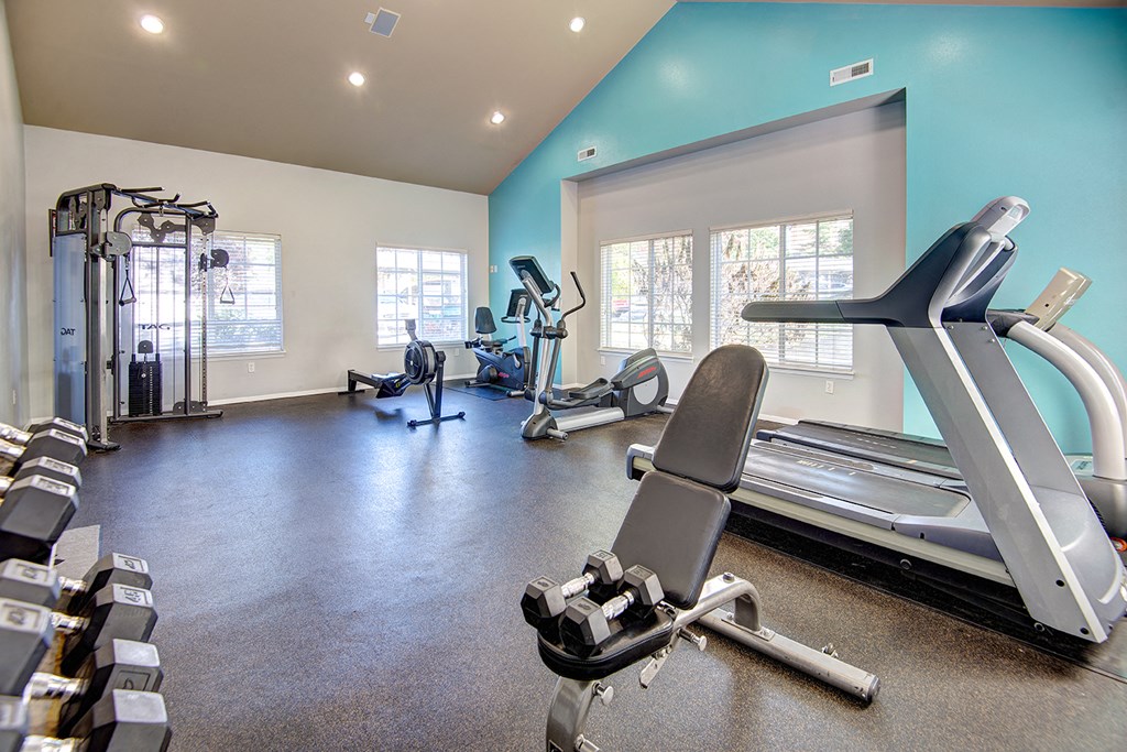 Lacey Apartments for Rent - The Village at Union Mills - Fitness Center with Exercise Machines and Free Weights