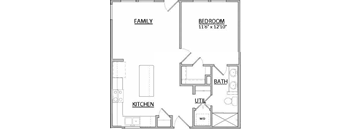 a floor plan of a small house with a kitchen and a living room