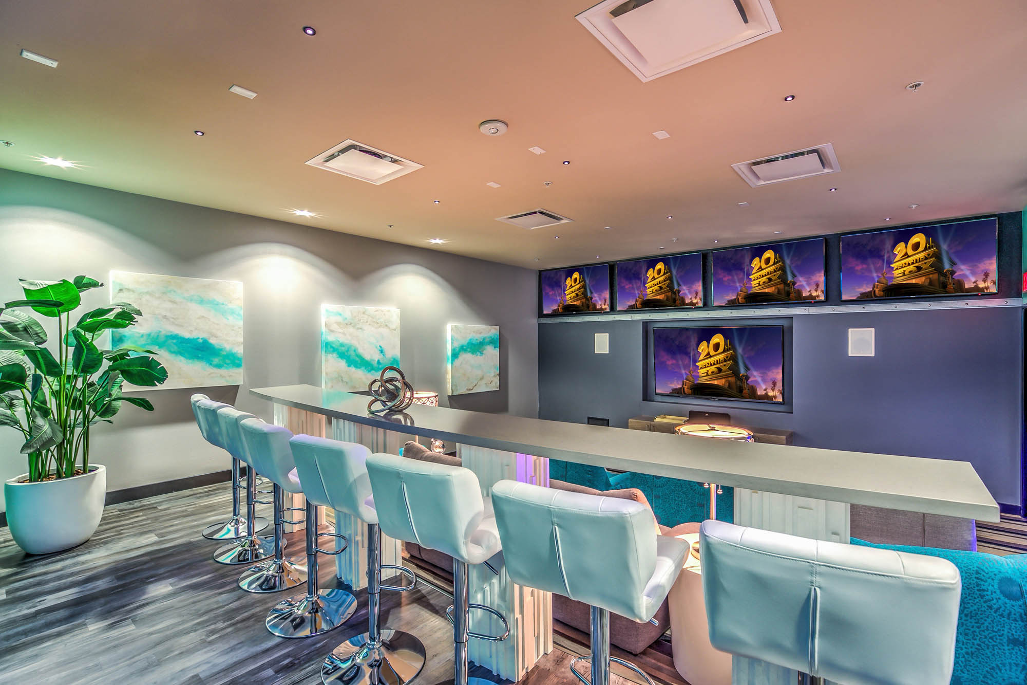 Luxe Clubhouse with Media Room, Lounge Seating and 80" HDTV