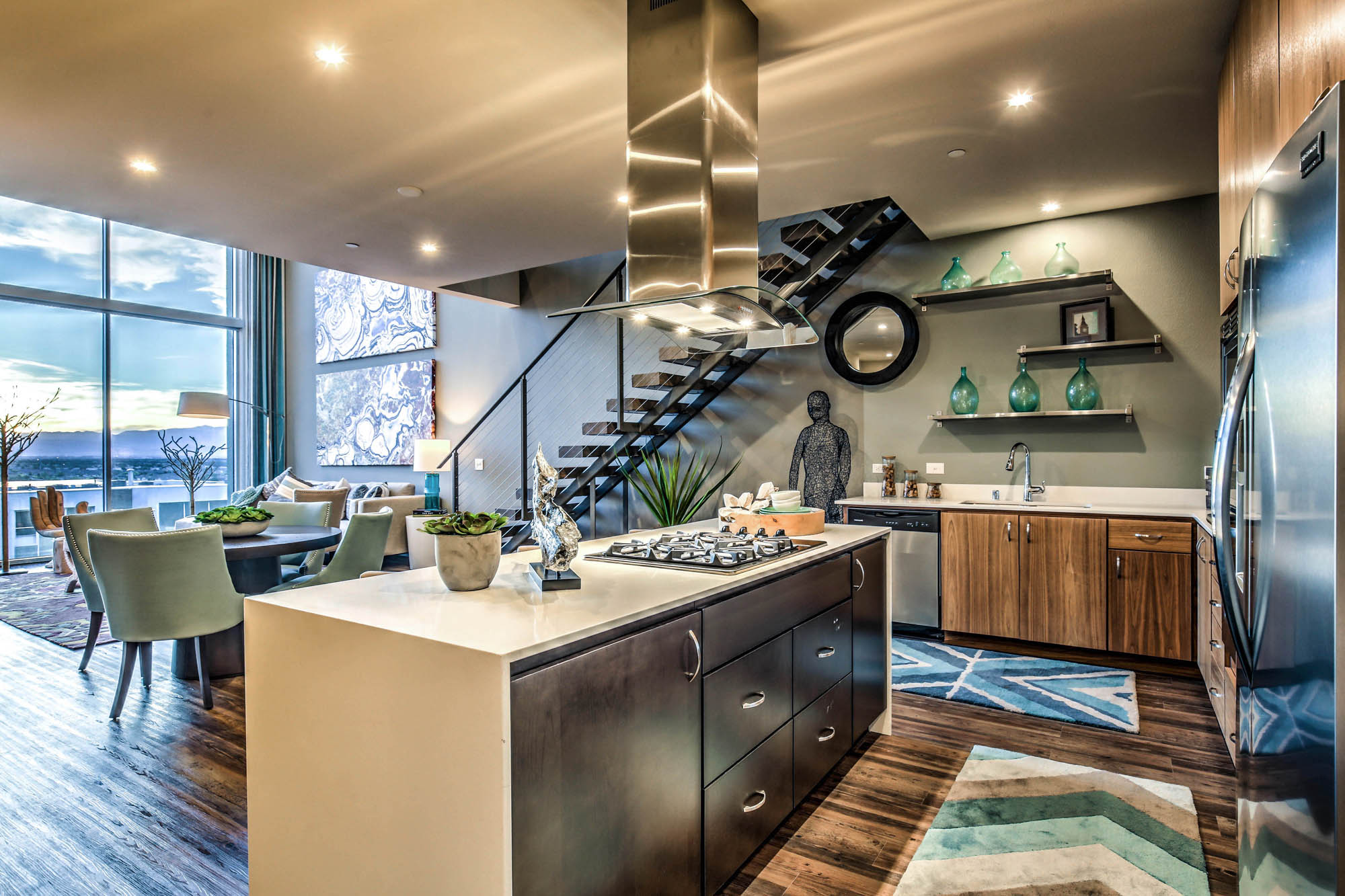 islands with gas range cooktops and island hoods