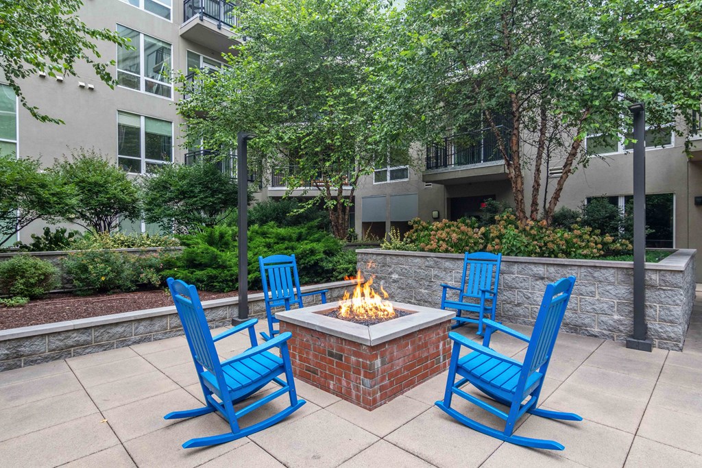 fire pit with rocking chairs