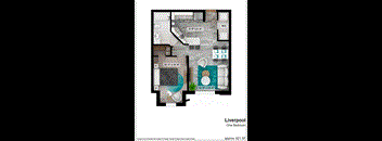 the floor plan of lilypool one bedroom apartment