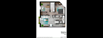 the floor plan of waterloo one bedroom