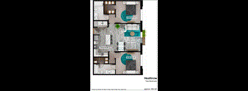 a floor plan of a two bedroom apartment with a bathroom and a terrace