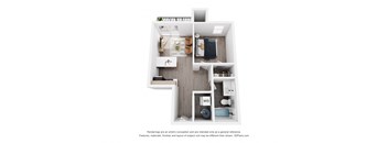 a floor plan of a 1 bedroom with a bathroom and a balcony