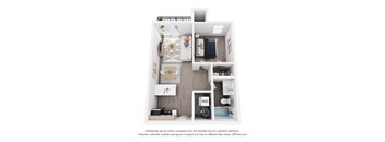 a floor plan of a 1 bedroom with a bathroom and a balcony
