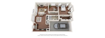 Villa Capri 1 bed 1 bath 938 square feet floor plan