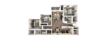 Villas at Princeton Lakes apartments in Atlanta Georgia photo of a floor plan of a 3 bedroom apartment