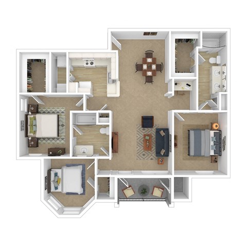 A rendering of a floor plan
