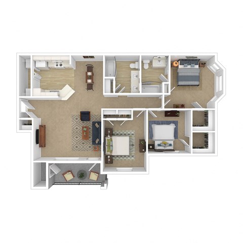 A rendering of a floor plan