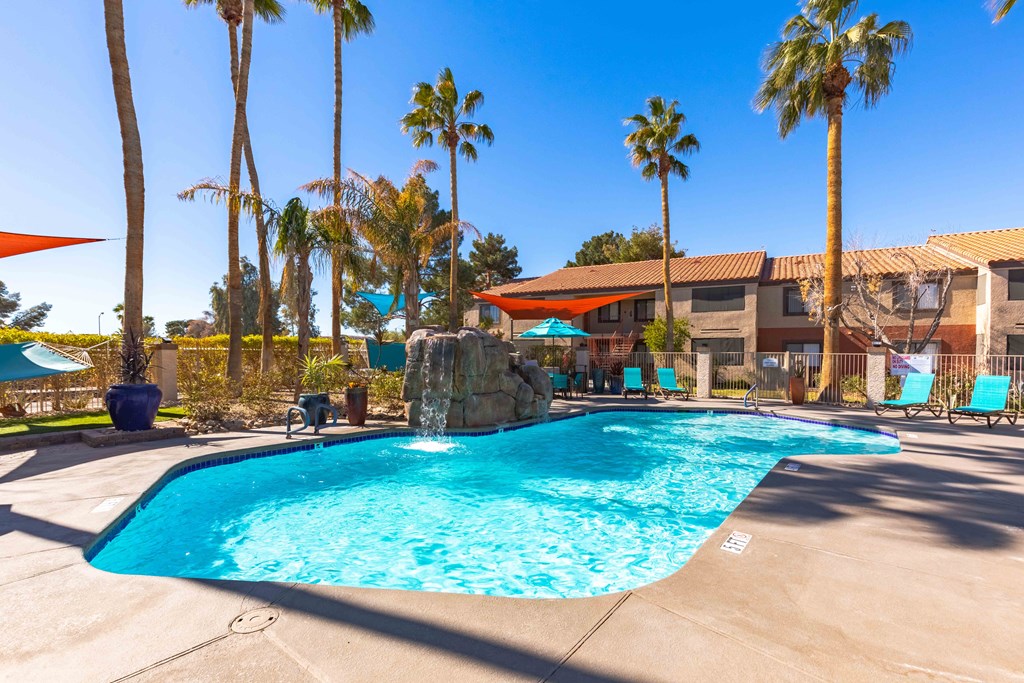 the swimming pool at our apartments in palm springs
