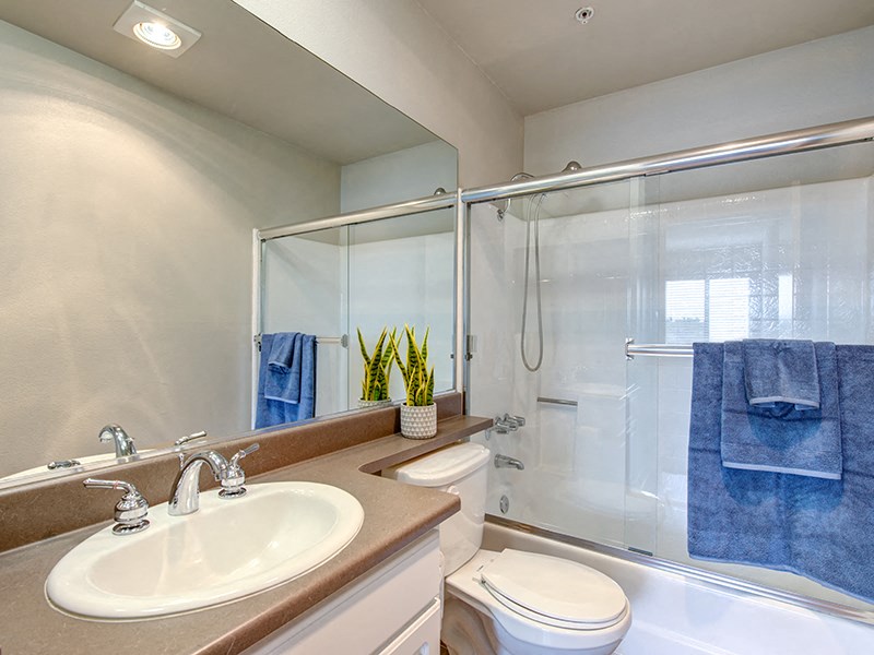 separate glass enclosed shower