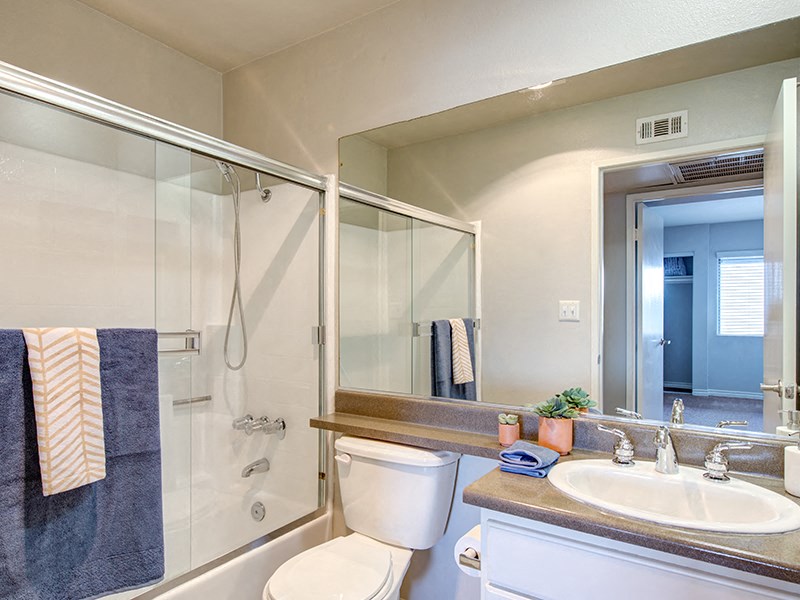 bathroom with updated countertops