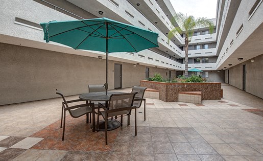 courtyard with seating