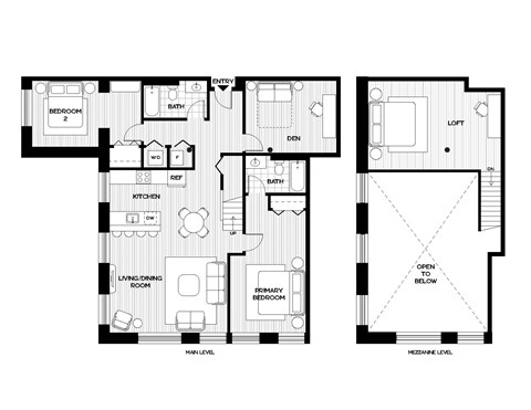 two story floor plan of a house with garage and terrace