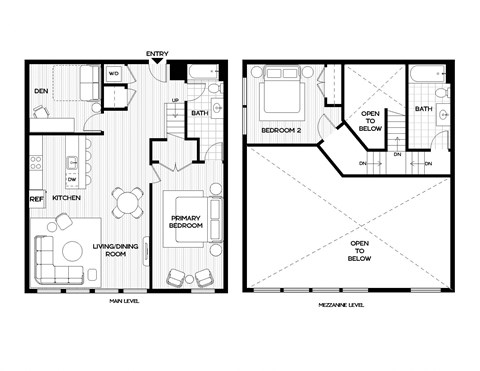a floor plan of two different layouts of a house