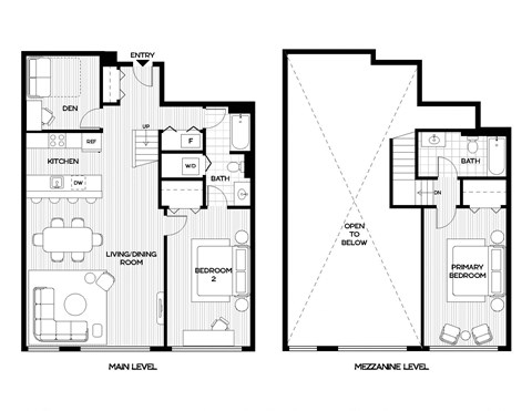 a floor plan of two different layouts of a house