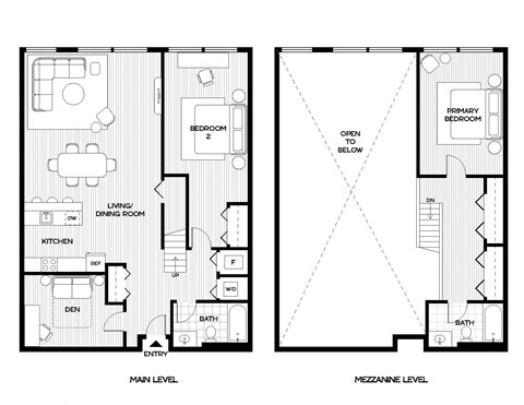a floor plan of two different layouts of a house