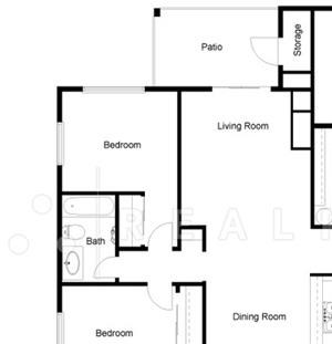 3 Bed - 2 Bath, 1147 sq ft floor plan